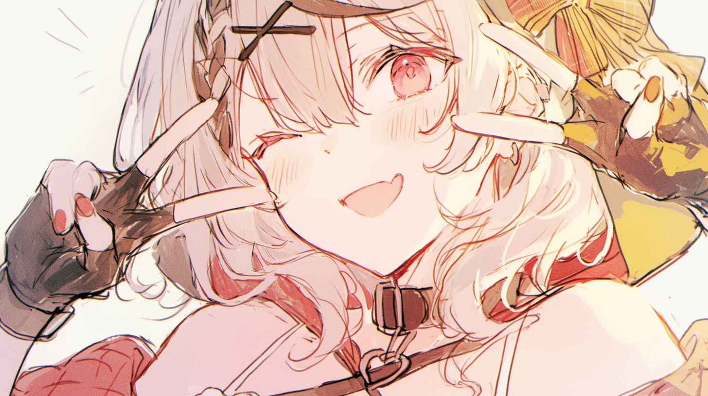 Loose watercolor VTuber sketch with layered outfit concept