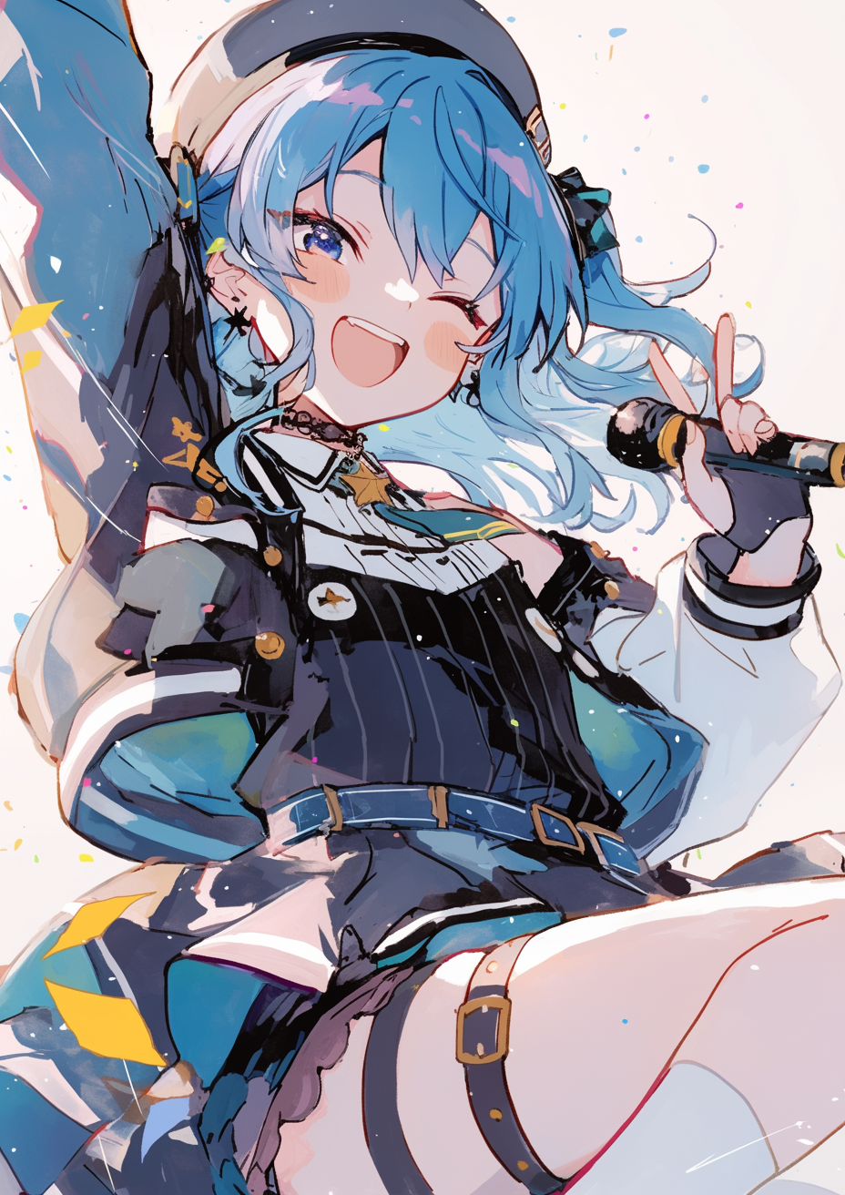 Analog sketch of VTuber concept holding microphone